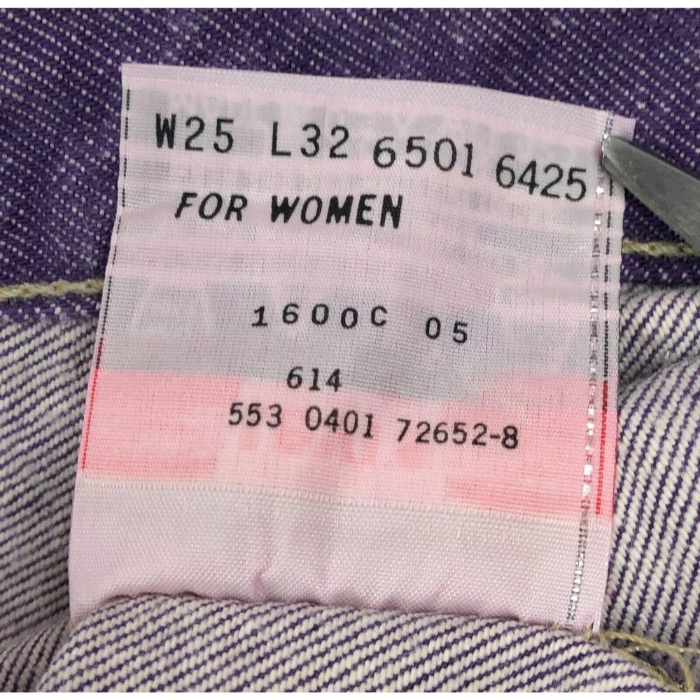 Levis 501 For Women 25x32 Purple Jeans VTG Button Fly Straight Leg Made In USA - Picture 8 of 10